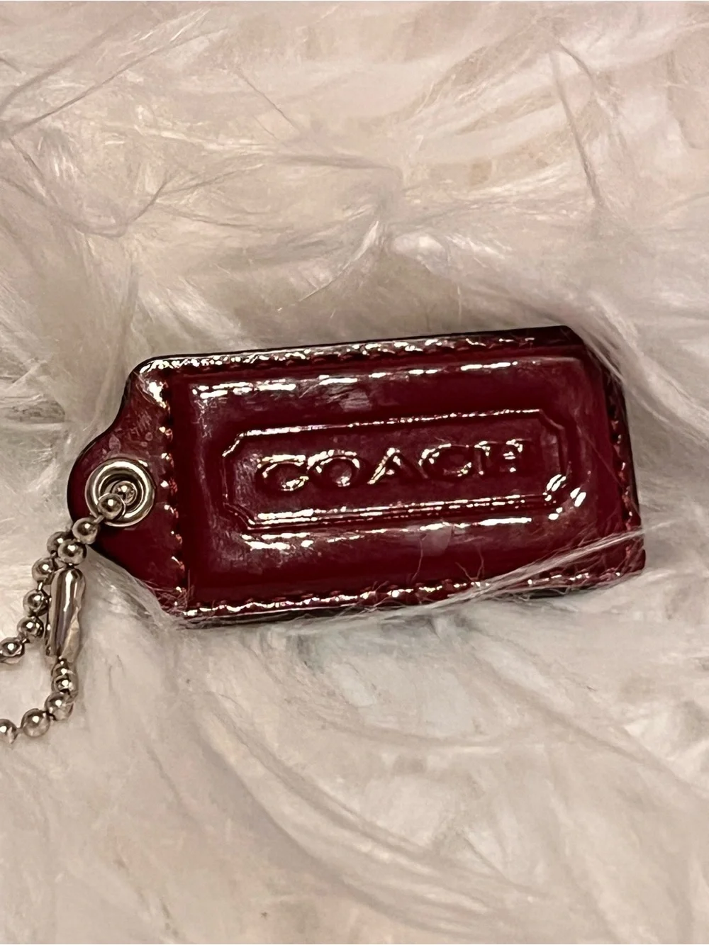 Coach Patent Leather Tag in Deep Burgundy